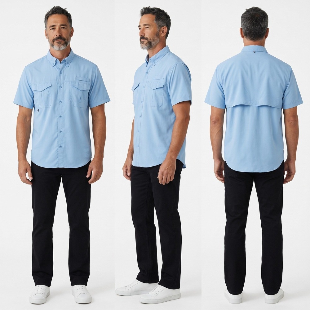 Stillwater Supply Co. Men's Ripstop Woven Shirt UPF40 Size M (Fits like L) Blue